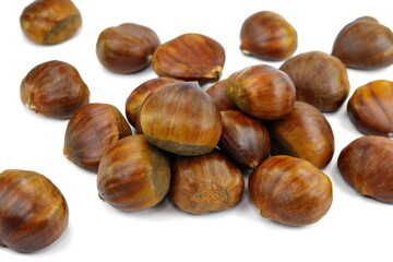 heap of chesnuts isolated on white background