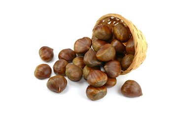 heap of chesnuts isolated on white background