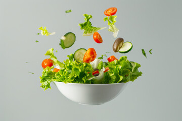 Fresh Salad Ingredients in White Bowl