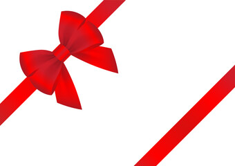 Red Ribbon Bow. Vector Illustration Isolated on White Background. 