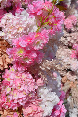 artificial flower decorations in light colors