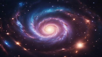 spiral galaxy in space _A fantasy background of a galaxy and space sky. The image shows a vibrant and colorful view 