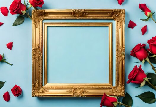 christmas frame with red rose