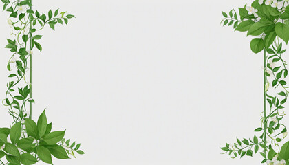 lush leafy vines as a frame border, isolated with copyspace - obrazy, fototapety, plakaty