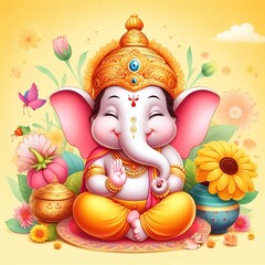 Portrait of cute lord ganesha idol