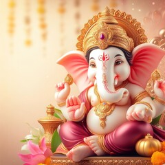 Portrait of cute lord ganesha idol