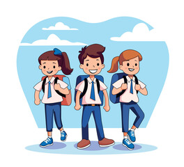 school student children cartoon character illustration