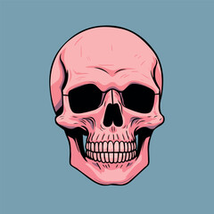human skull head hand drawn illustration