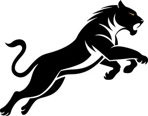 black panther silhouette vector, illustration in transparent background