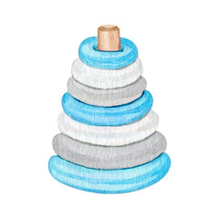 Watercolor baby toy clipart illustration