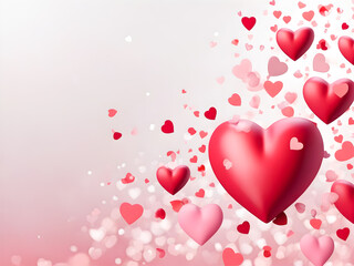 Valentine's day background with red hearts. Vector illustration.