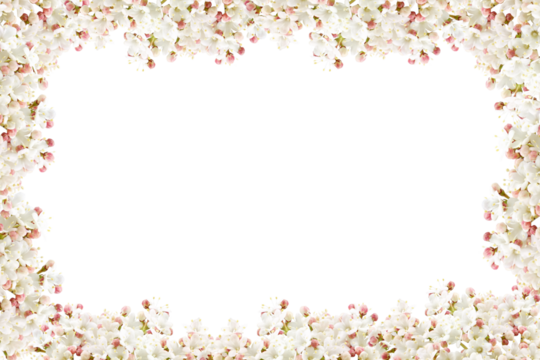 frame of flowers of white viburnum in spring