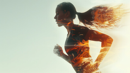 脂肪を燃焼させて走る女性ランナーのイメージ - obrazy, fototapety, plakaty
