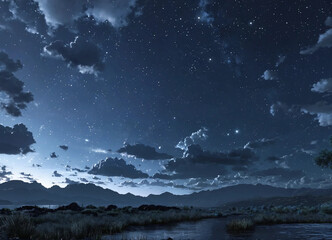 Realistic night sky background illustration