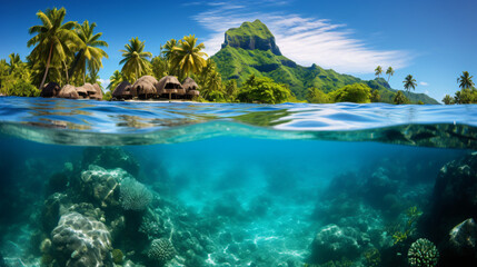 Beautiful tropical island in French Polynesia - obrazy, fototapety, plakaty