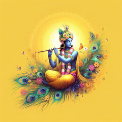 Fototapeta premium Portrait of Cute Shri Krishna