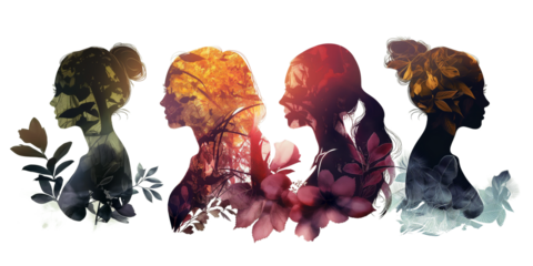 Whispers of Watercolor: Feminine Silhouettes Amidst Nature's Palette