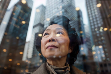 middle aged asian american woman in office