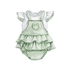 Watercolor baby clothes clipart illustration