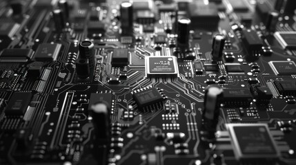 Black And White Electronic Circuit Board Background