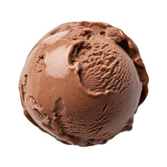 chocolate ice cream ball isolated on transparent or white background, png