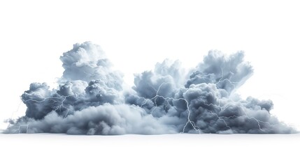 Fototapeta premium Storm clouds with lightnings isolated on White Background 
