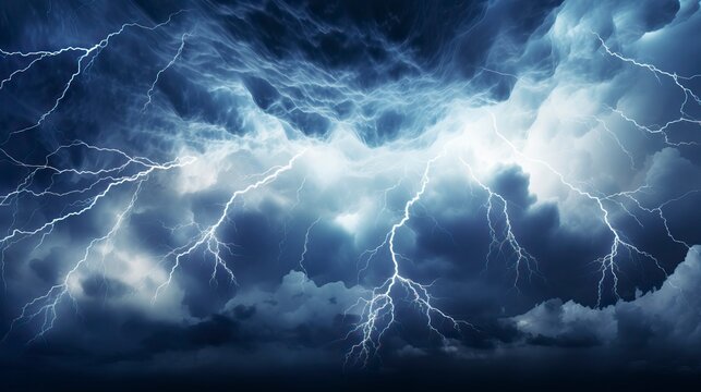 Storm clouds with lightnings isolated on White Background 
