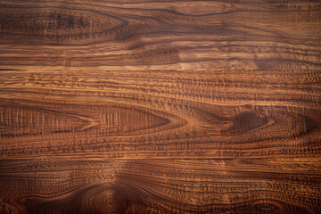 Close-up of warm, polished wood grain with intricate natural patterns - obrazy, fototapety, plakaty
