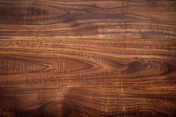 Tuinposter Close-up of warm, polished wood grain with intricate natural patterns © Melanie
