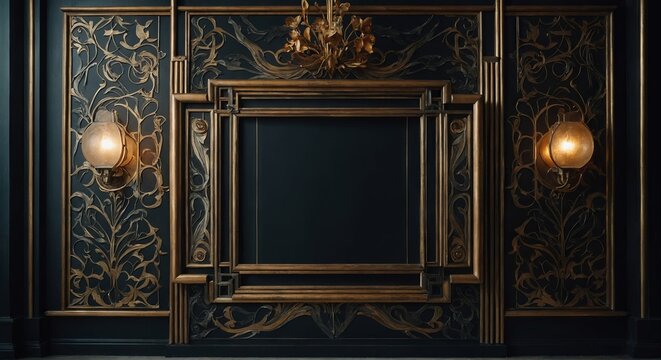 Beautiful empty frame art deco style for design