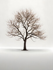 A single tree isolated against a white background