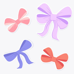 A set of stickers made of gift bows. A simple illustration with gift ribbons.