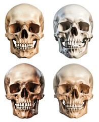 A hyper realistic human skull with a transparent background perfect for medical study, educational materials, and artistic anatomy. Ideal for detailed anatomical reference and design projects. PNG