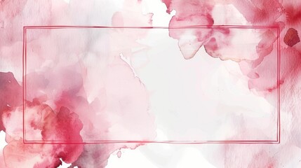 Pink Watercolor Background With Thin Frame