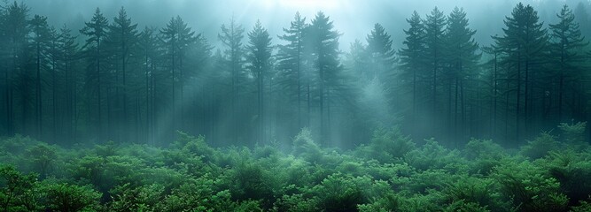 gloomy, picturesque Redwood forest backdrop - obrazy, fototapety, plakaty