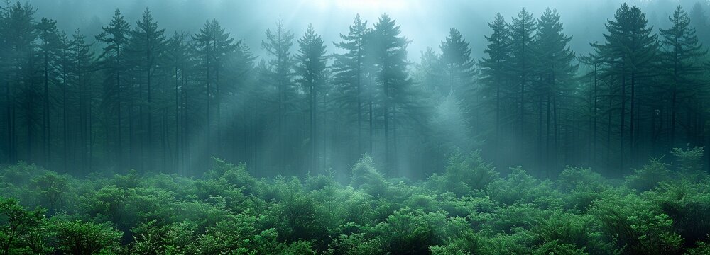 Fototapeta gloomy, picturesque Redwood forest backdrop
