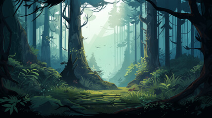 Abstract landscape with deep forest vector art 