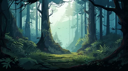 Foto op Canvas Abstract landscape with deep forest vector art  © IvanCreator