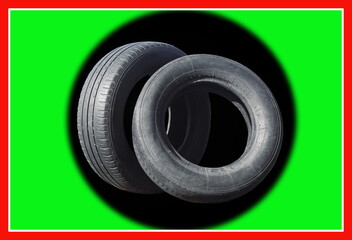 old worn damaged tires isolated - 749541738