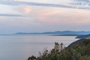 Fototapeta na wymiar sunrise over the Tyrrhenian Sea from Talamone point of view, Tuscany Italy 