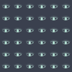 Seamless pattern with human eye, esoteric symbol. Abstract simple vector illustration. Hand drawn ornate background with stylized primitive drawing eye.
