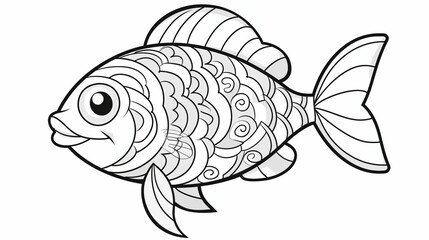 Black and White Outline of a Fish