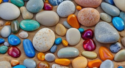 Beach Bliss: Colored Stones Embrace Coastal Charm