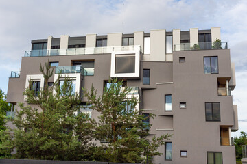 Fototapeta na wymiar modern architecture residential building condominium appartments development cloud