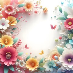 beautiful spring Blossom colorful Paper cut style 3d flower illustration background