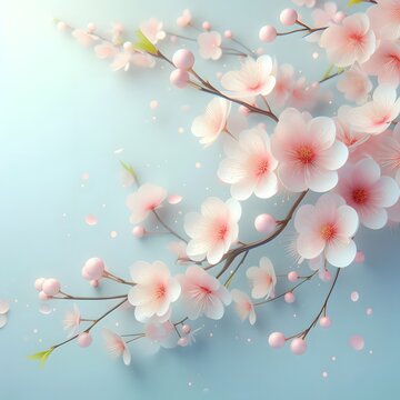 elegant pink white  Cherry Blossom flower 3d illustration background