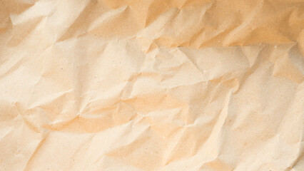 Background crumpled kraft brown paper
