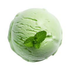 Mint ice cream scoop isolated on transparent or white background, png