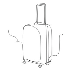 Trolly bag Continuous one line art vector of luggage design and illustration