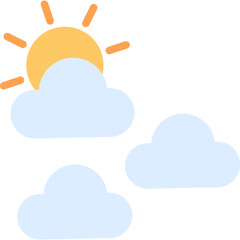 Cloud And Sun Vector Flat Icon